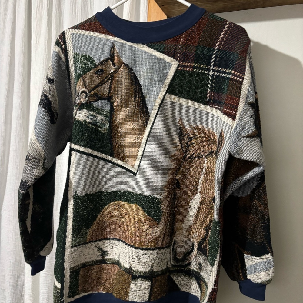 Horse Patterned Sweater - Multicolor vintage